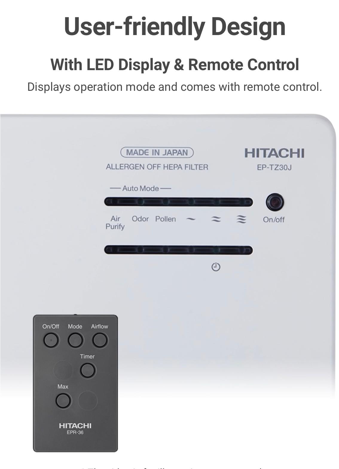 HITACHI Air Purifier - 25m² ( Made In Japan ) - EP-TZ30J